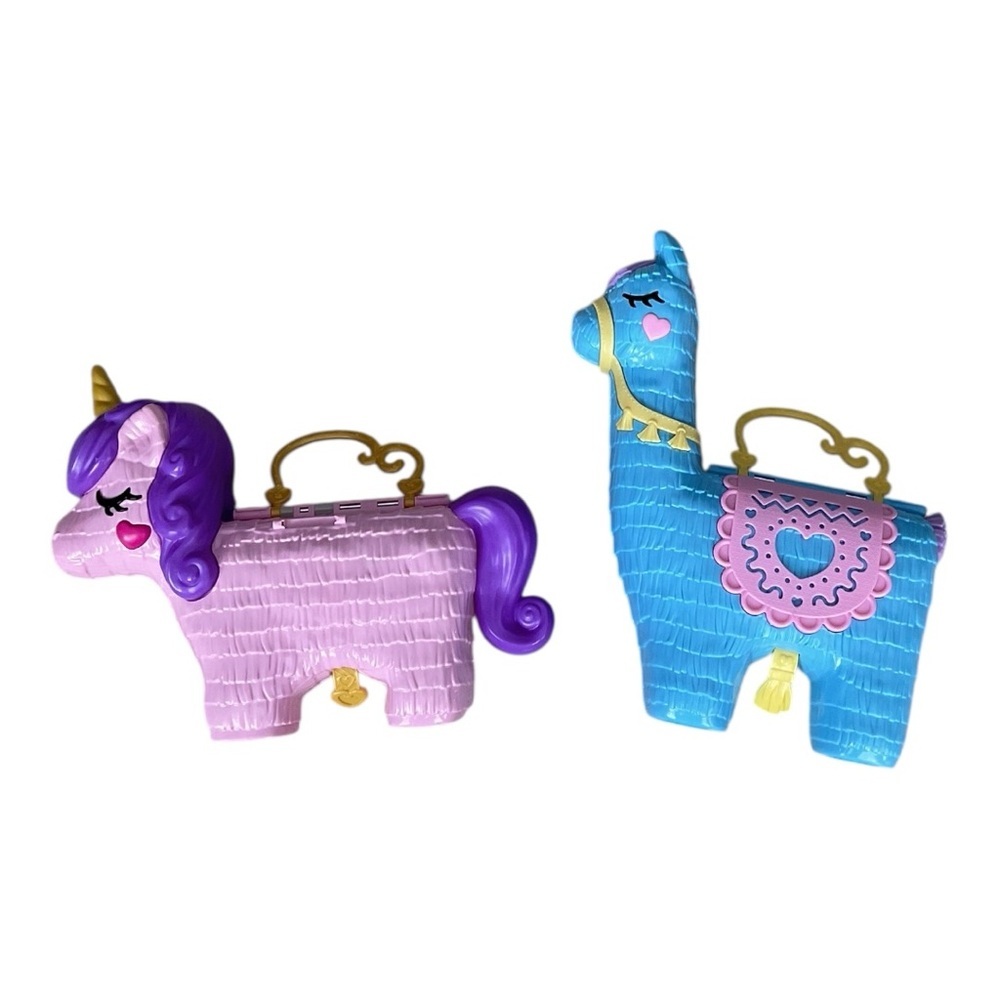 Polly Pocket Piñata Playset Bundle – Unicorn + Llama Compacts w/ Figures